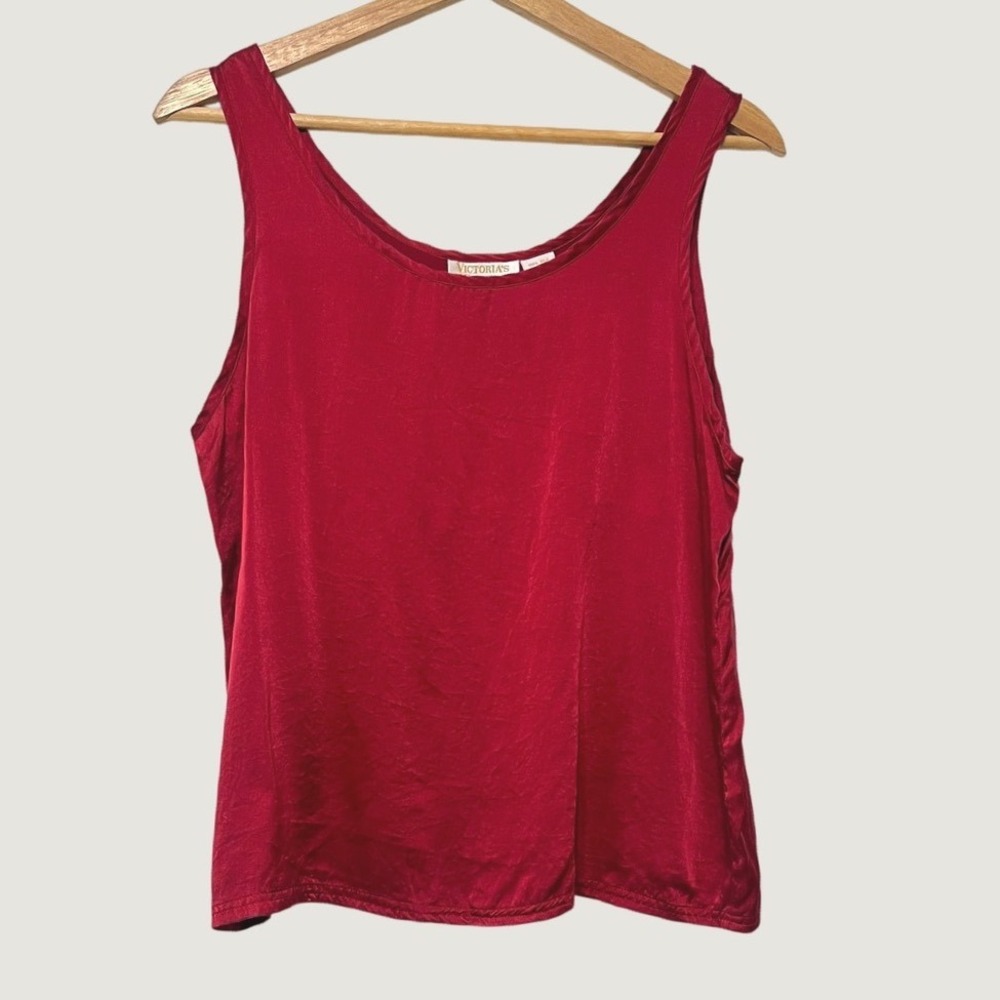 Vintage 90s Victoria's Secret 100% Silk Cami Gold Label Small Tank Top Red